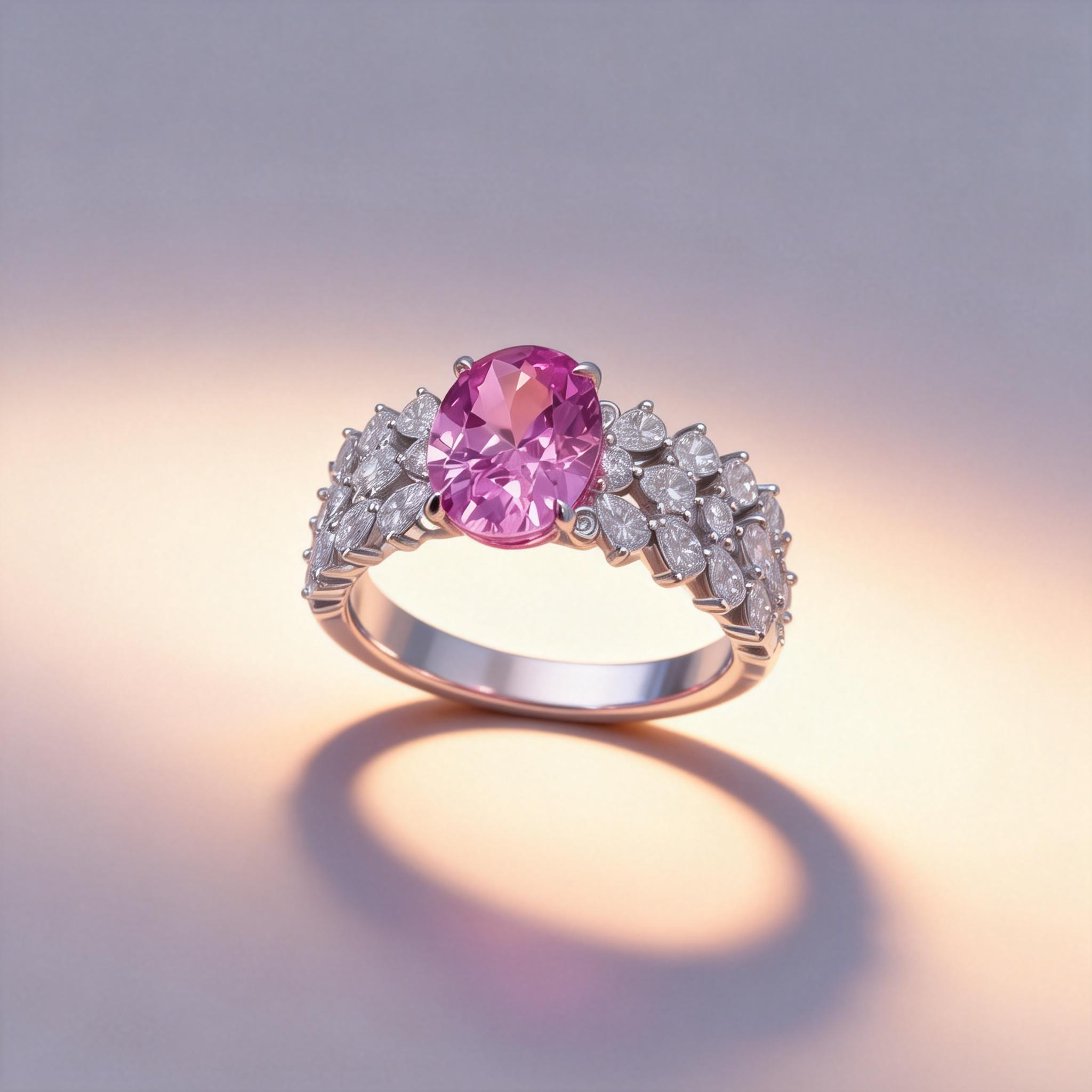 1 Carat Oval Pink Sapphire Engagement Rings