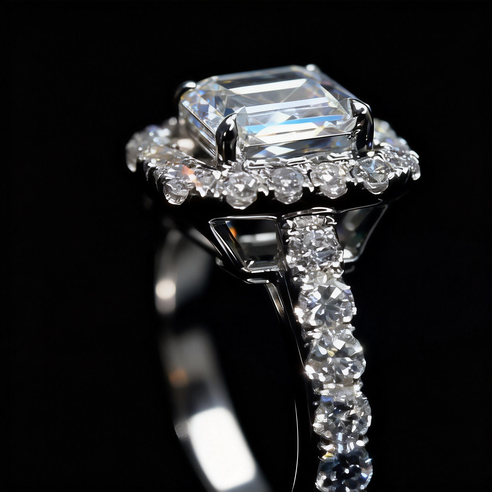 0.8 CT Emerald Cut Lab Diamond Halo Ring