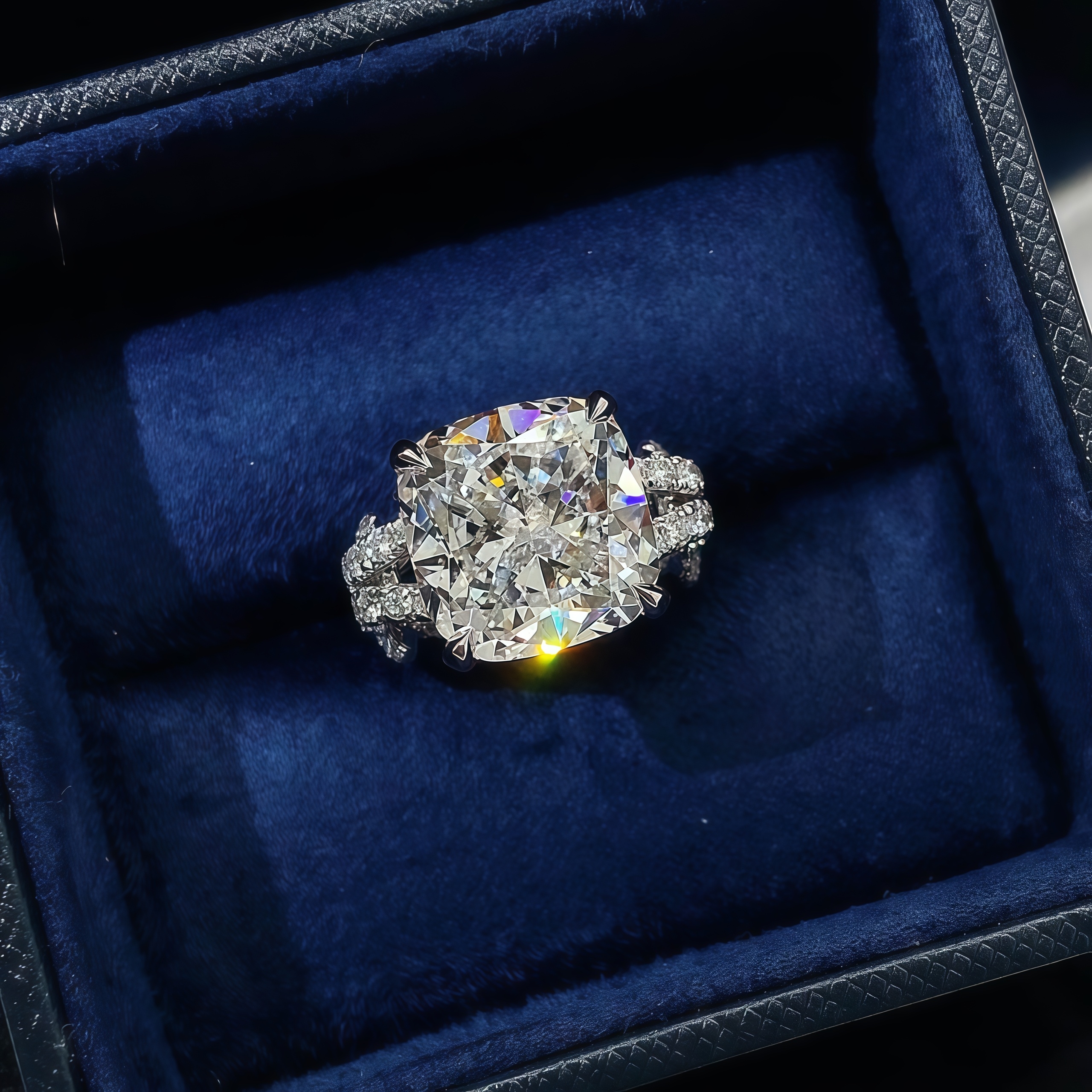 Luxurious 10 Carat Cushion Cut Lab Diamond Knot Ring