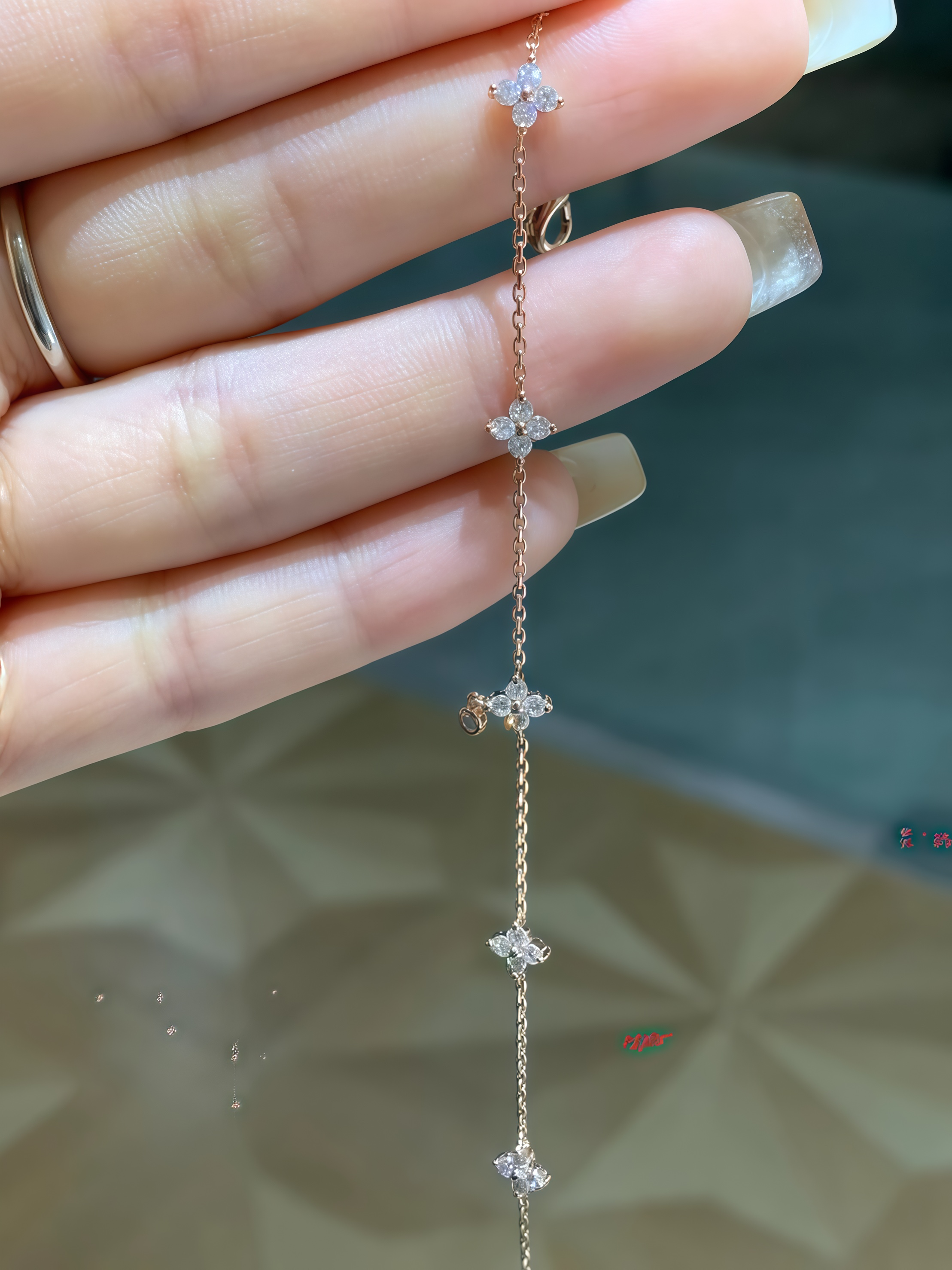 0.5CTW Lab-Grown Diamonds Floral Bracelet 18k Rose Gold