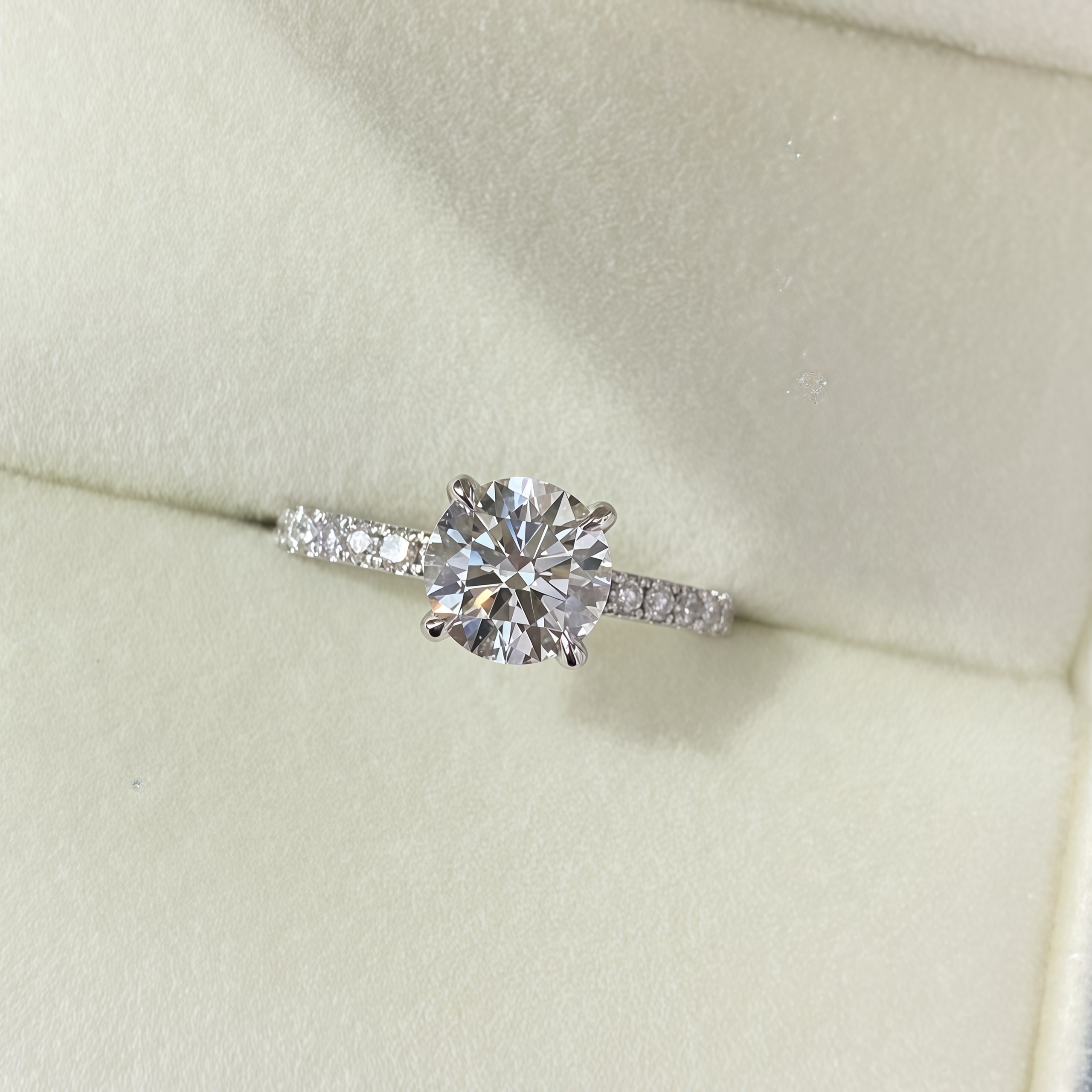 Pave Round Lab Diamond Engagement Ring