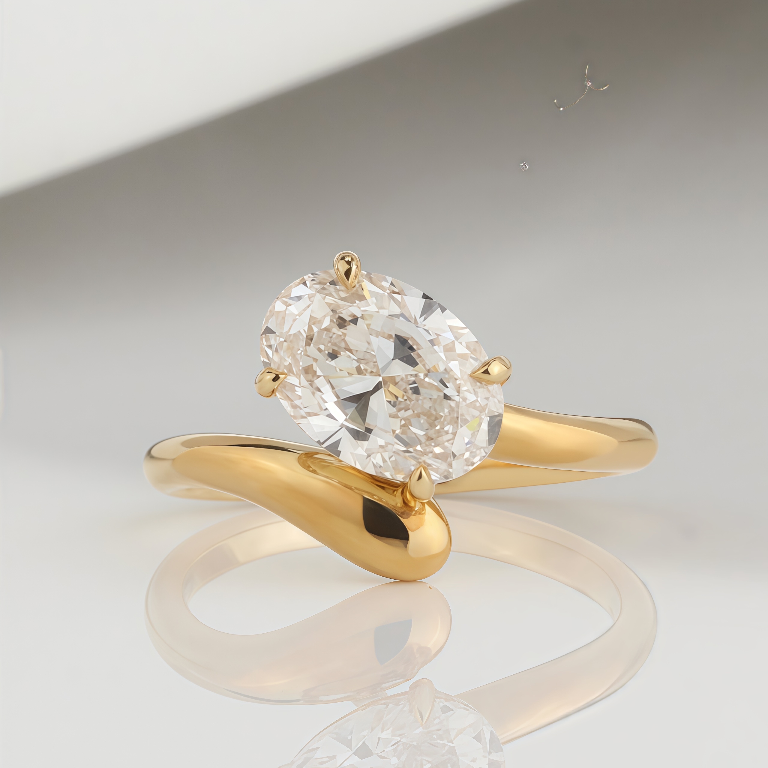 2 Carat Oval Lab Diamond Ring 18K Gold