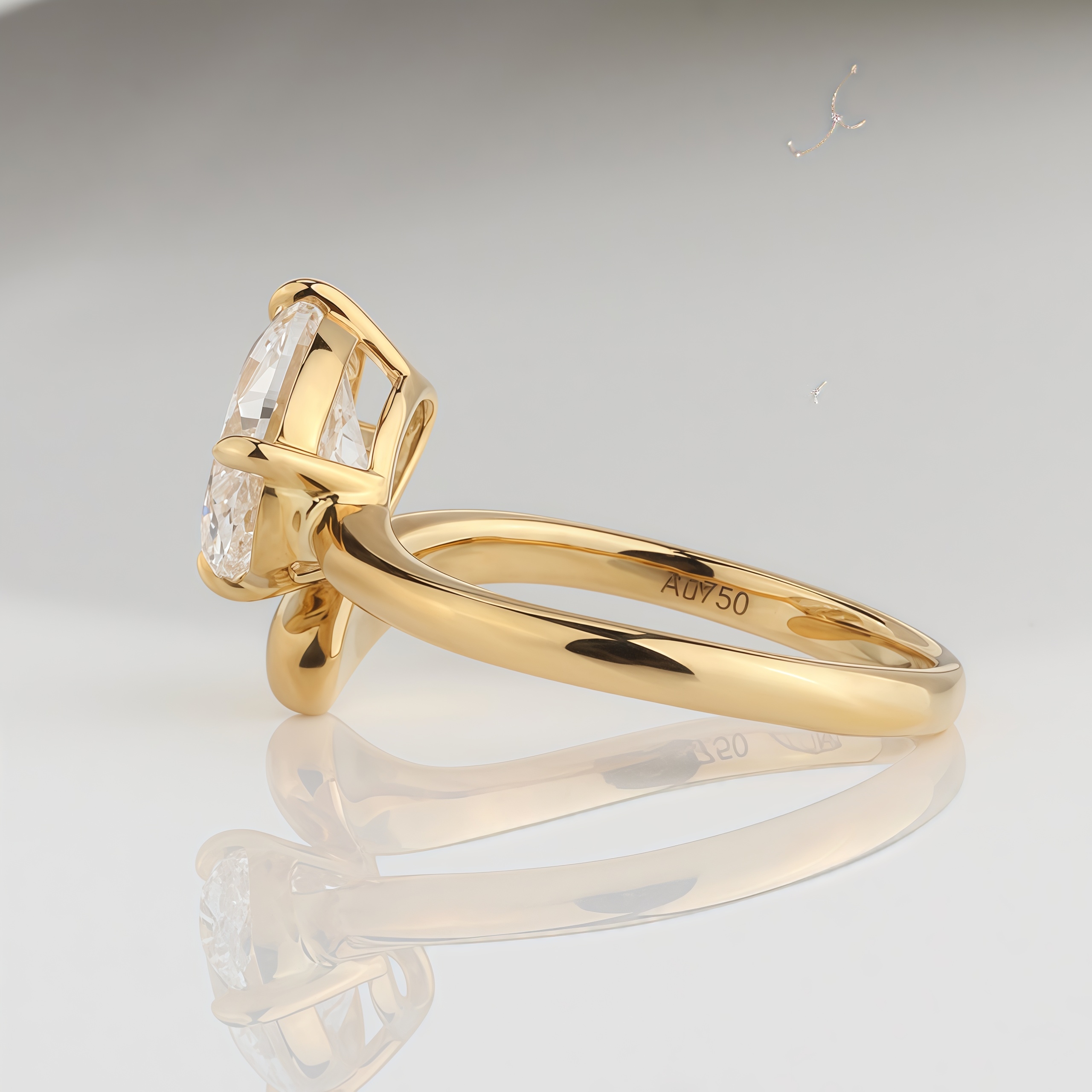 2 Carat Oval Lab Diamond Ring 18K Gold