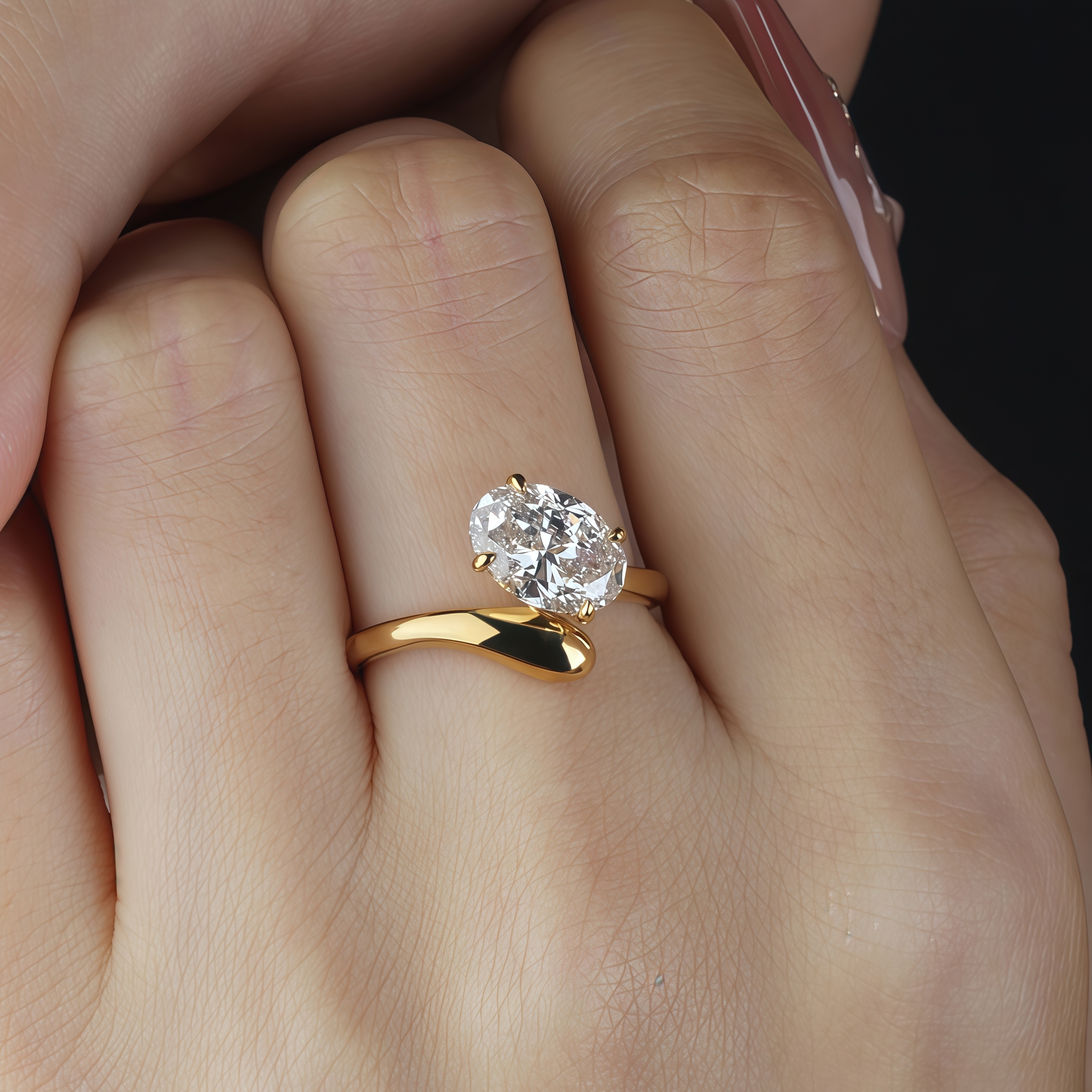 2 Carat Oval Lab Diamond Ring 18K Gold