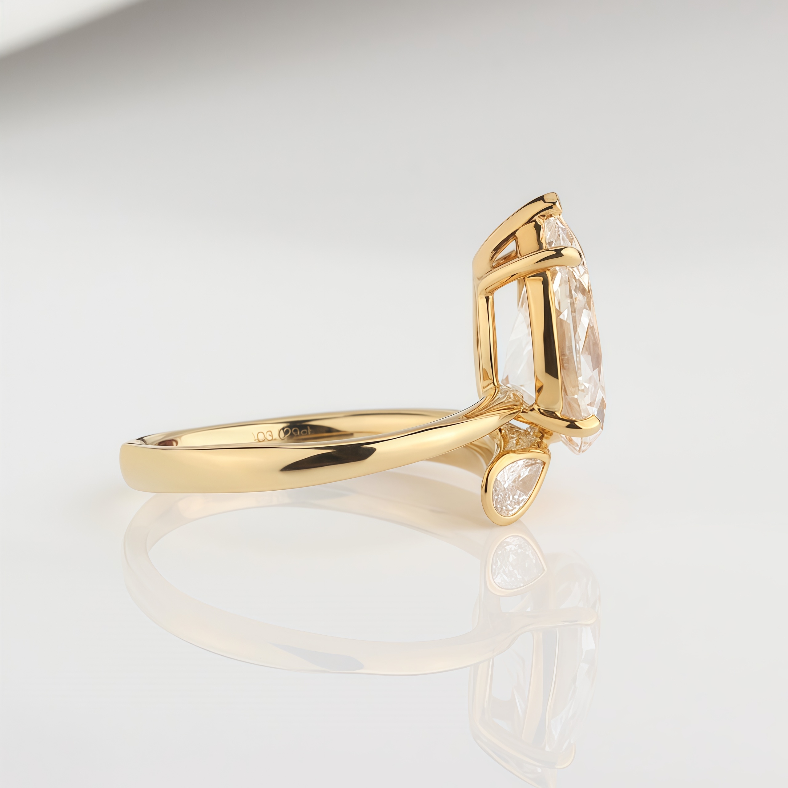 3 Carat Pear Lab Diamond Ring 14K Gold