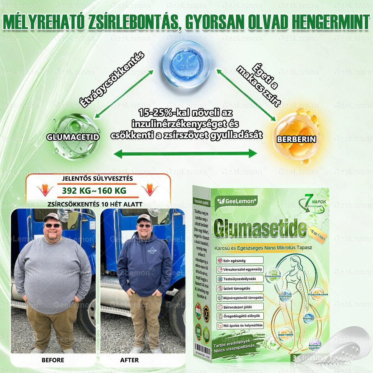 ✨Moringa · Berberine × NAD+ 10-in-1 Advanced Nano GeeLemon® Glumasetide 8az 1-ben Karcsú és EgészségesNano Mikrotűs Tapasz (Napi 1alkalom – látható változásakár 7 nap alatt) ✅ Elhízásra,bőrfeszesítésre,cukorbetegségre, alvásiapnoéra, ízületekre stb HU