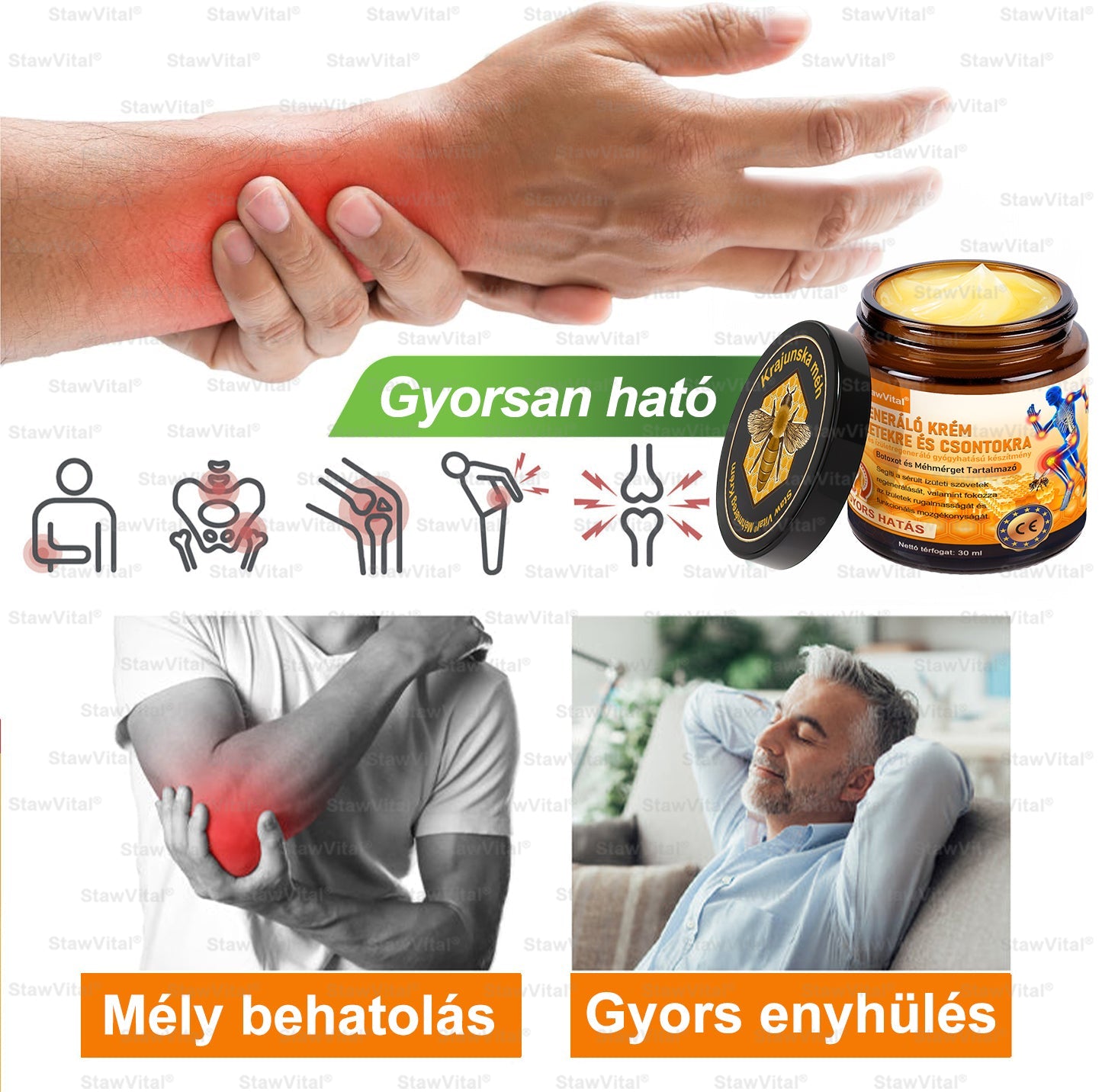 𝑺𝒕𝒂𝒘𝑽𝒊𝒕𝒂𝒍® Botoxot és Méhmérget Tartalmazó Regeneráló Krém Ízületekre és Csontokra | Ortopédiai problémák és ízületi fájdalmak célzott kezelésére🔥