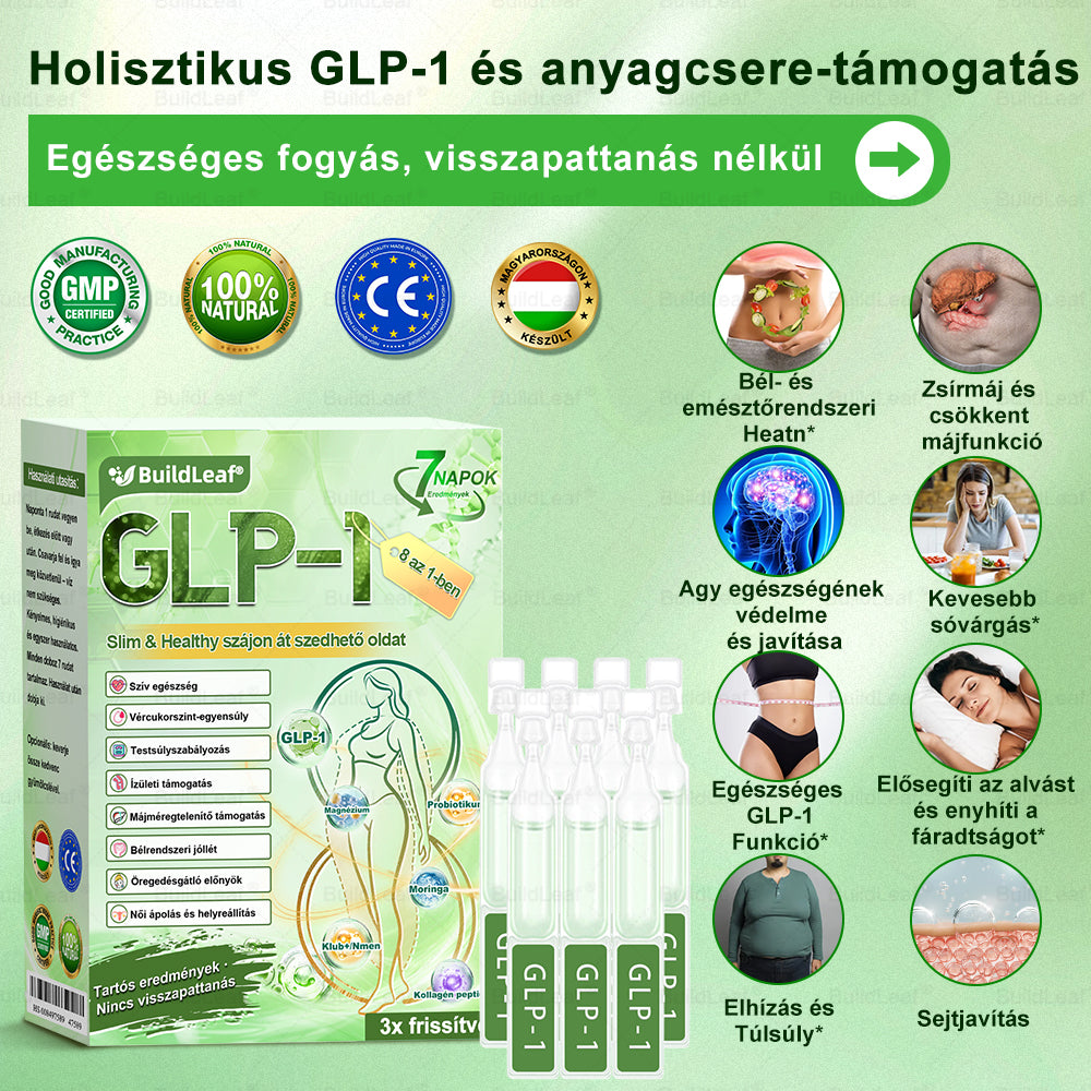 ✔️Hivatalos Bolt | BuildLeaf® GLP-1 8-az-1 Slim & Egészséges Oldat (Napi 1 adag · Eredmény 7 nap alatt),Segíti a fogyást, védi a szívet, szabályozza a cukorszintet, javítja az emésztést és az ízületeket — miközben feszesíti a bőrt és növeli az energiát.