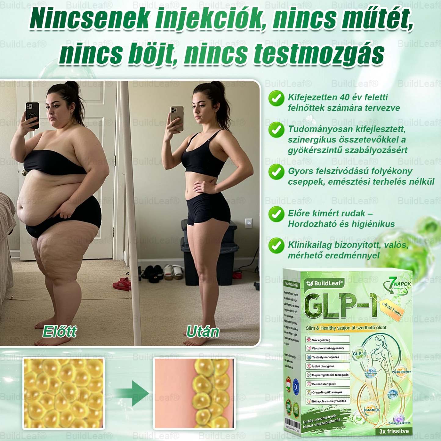 ✔️Hivatalos Bolt | BuildLeaf® GLP-1 8-az-1 Slim & Egészséges Oldat (Napi 1 adag · Eredmény 7 nap alatt),Segíti a fogyást, védi a szívet, szabályozza a cukorszintet, javítja az emésztést és az ízületeket — miközben feszesíti a bőrt és növeli az energiát.