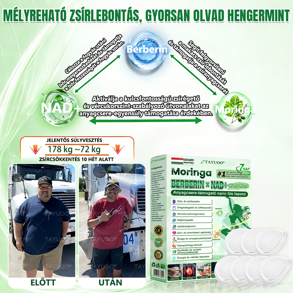 ✨✨🇭🇺 Hivatalos bolt | 💫 TAYUOO® Moringa · Berberin × NAD+ 10 az 1-ben Fejlett Nano Mikrotűs Tapasz (naponta csak egyszer, látható változás 7 nap alatt) ✅ elhízás, megereszkedett bőr, cukorbetegség, alvási apnoe, ízületi panaszok és még sok más esetén