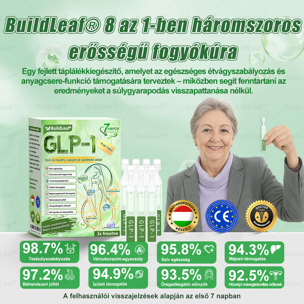 ✔️Hivatalos Bolt | BuildLeaf® GLP-1 8-az-1 Slim & Egészséges Oldat (Napi 1 adag · Eredmény 7 nap alatt),Segíti a fogyást, védi a szívet, szabályozza a cukorszintet, javítja az emésztést és az ízületeket — miközben feszesíti a bőrt és növeli az energiát.