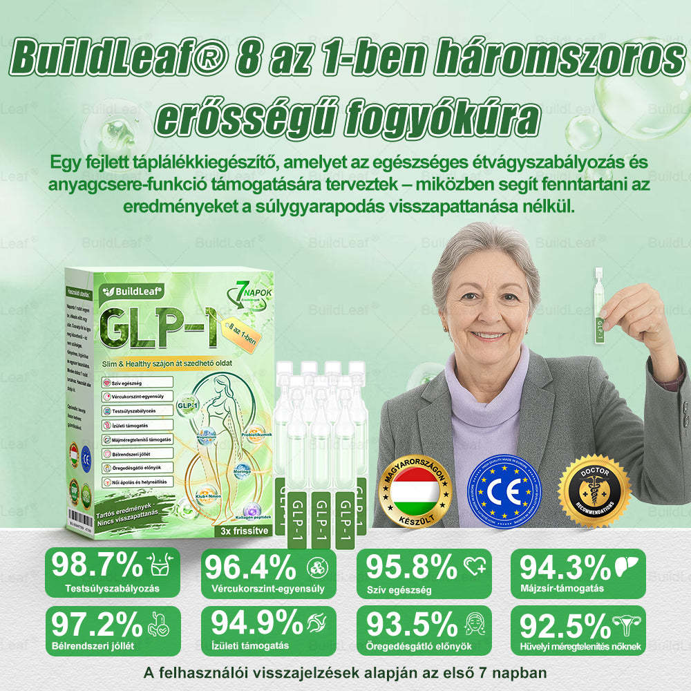 ✔️Hivatalos Bolt | BuildLeaf® GLP-1 8-az-1 Slim & Egészséges Oldat (Napi 1 adag · Eredmény 7 nap alatt),Segíti a fogyást, védi a szívet, szabályozza a cukorszintet, javítja az emésztést és az ízületeket — miközben feszesíti a bőrt és növeli az energiát.