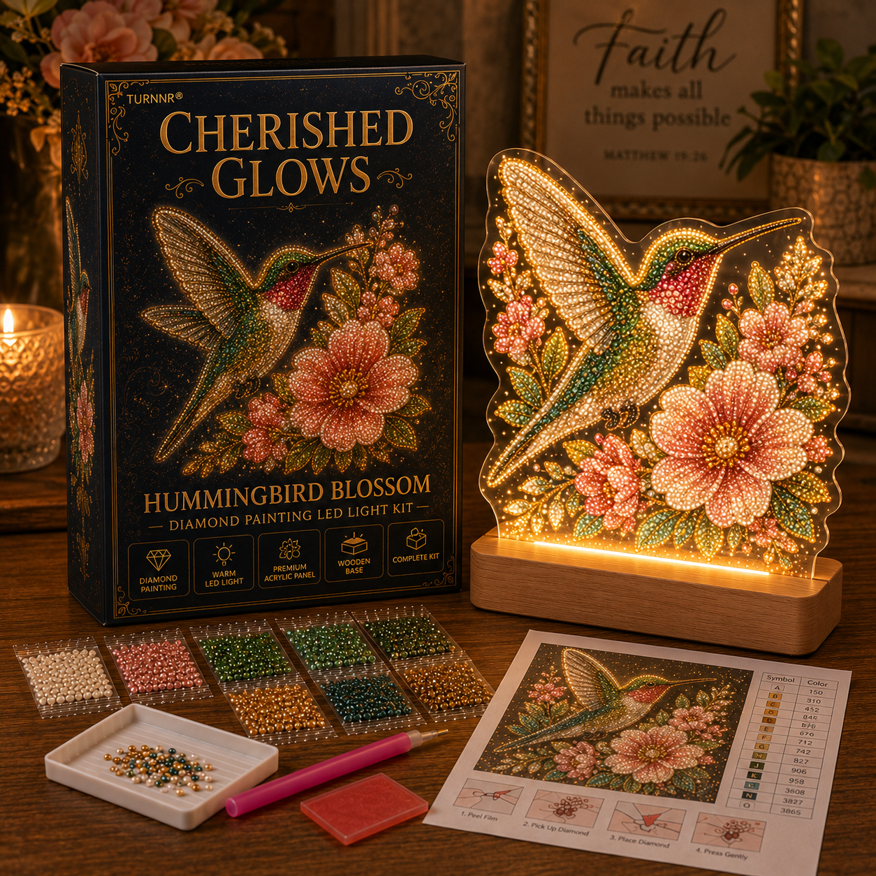 💎 Diamond Painting LED Light Kit | DIY Glowing Table Decor