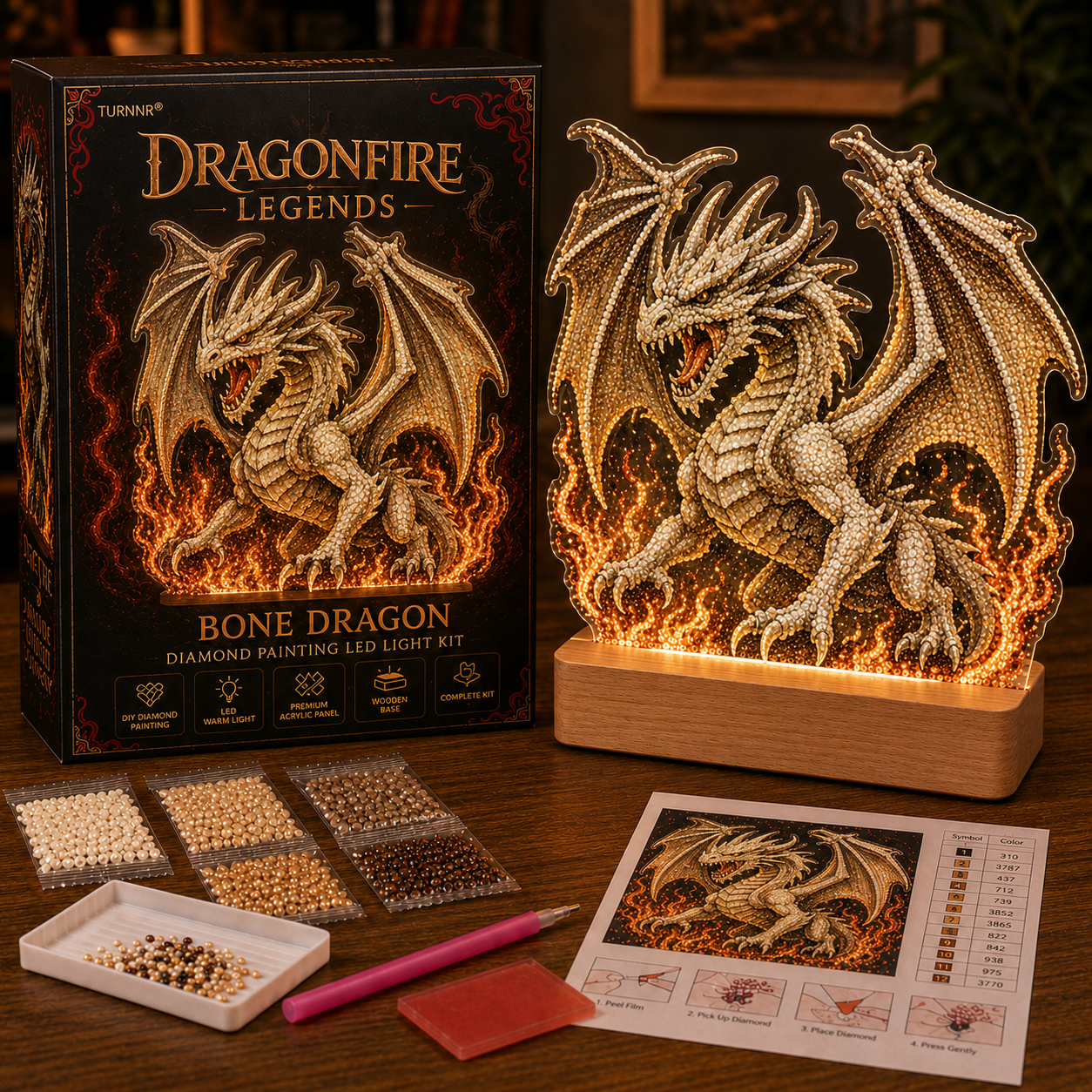 💎 Diamond Painting LED Light Kit | DIY Glowing Table Decor