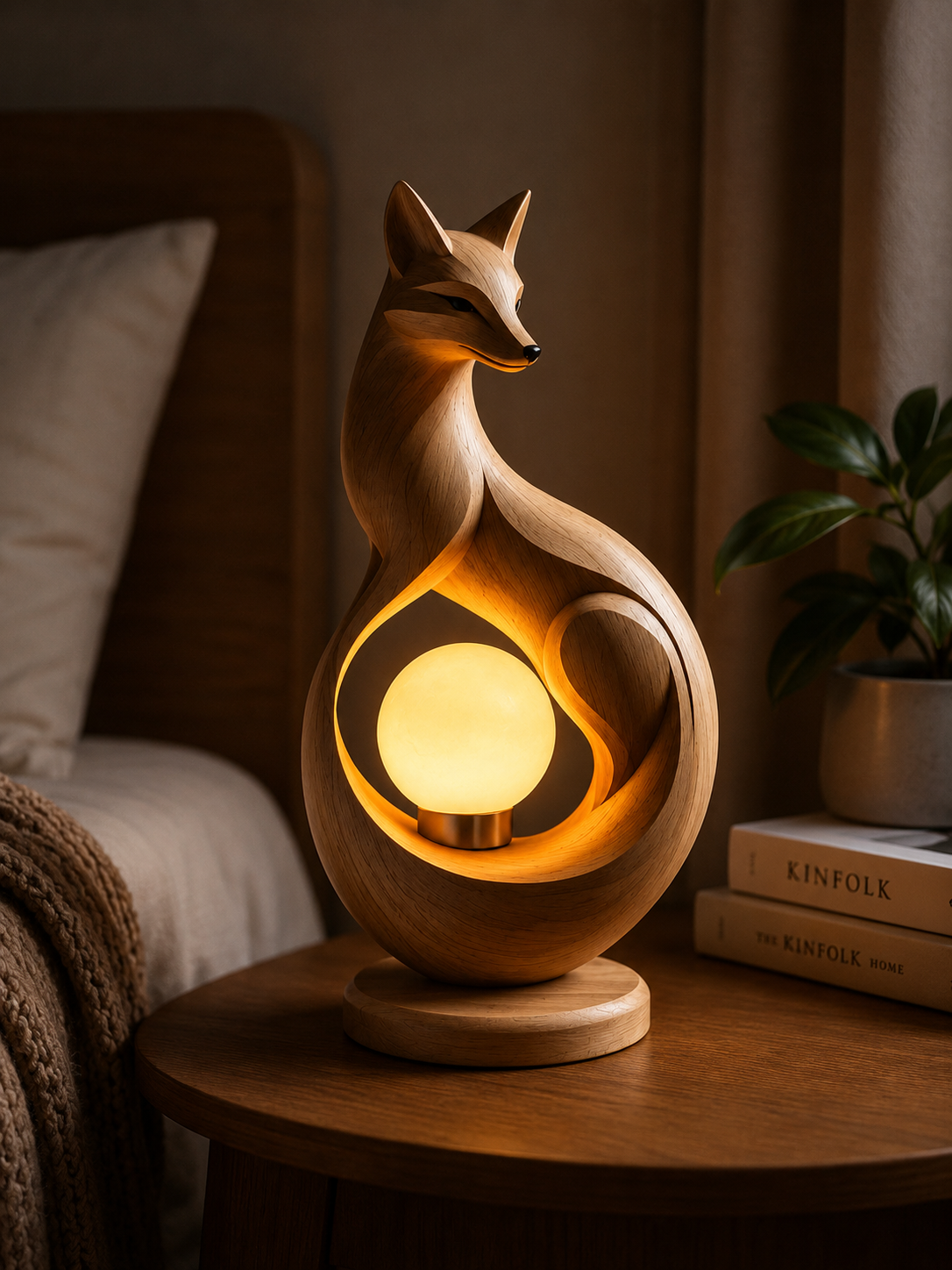 🦊 Fox Holding The Moon Night Light 🌙 Cozy Bedside Lamp