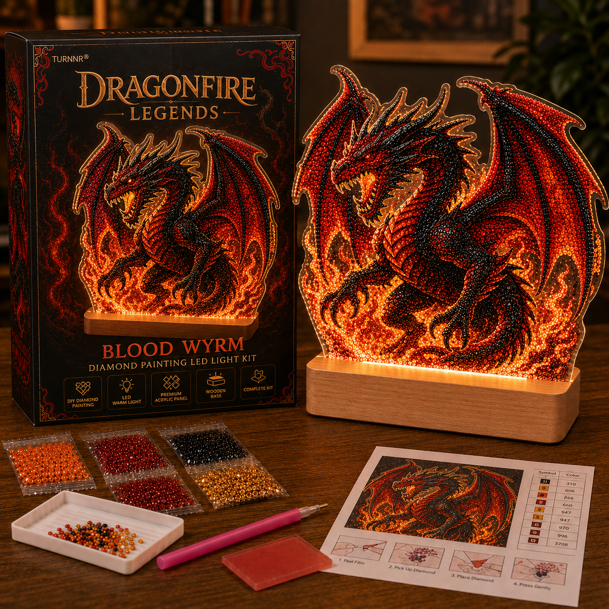 💎 Diamond Painting LED Light Kit | DIY Glowing Table Decor