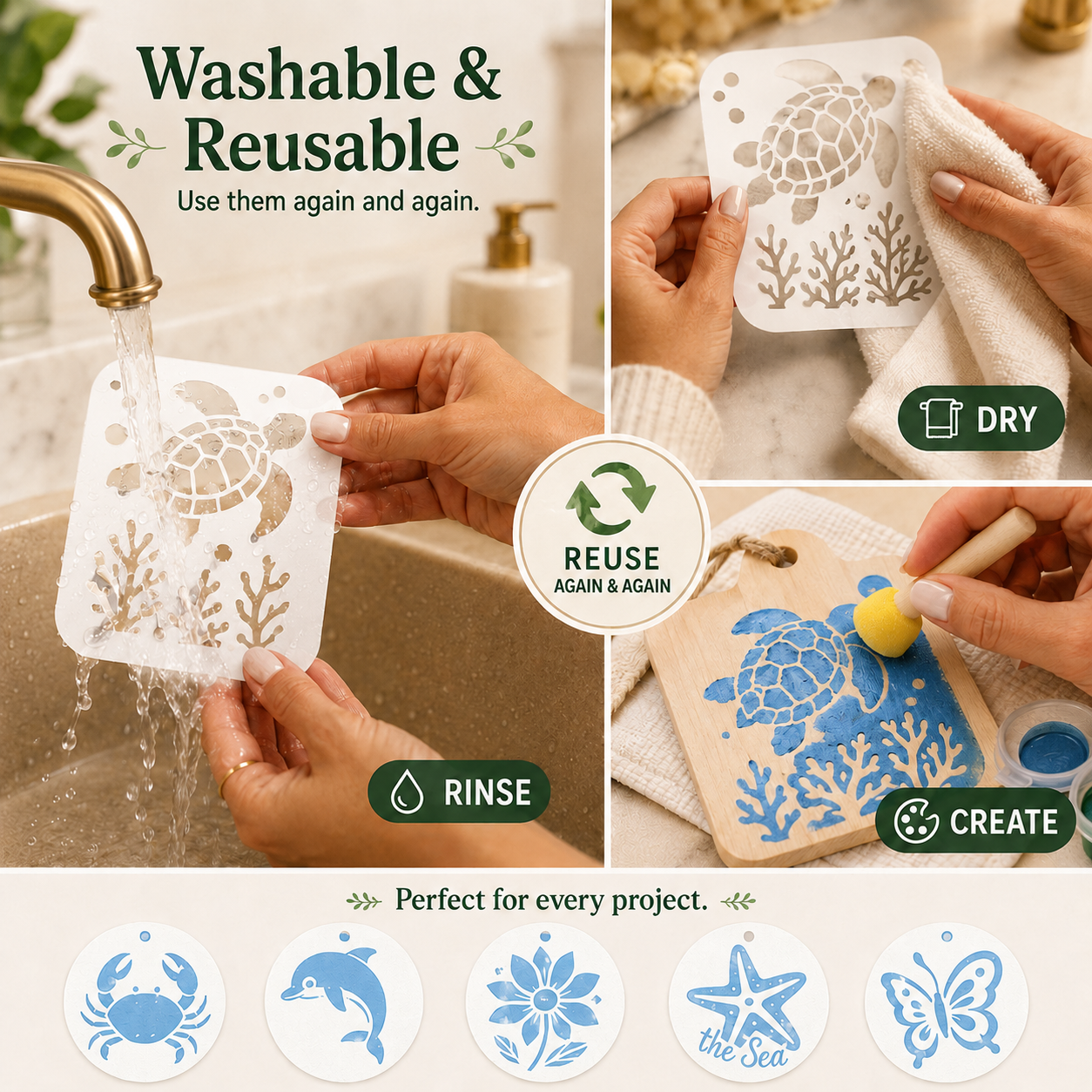 🎨 Reusable Stencil Painting Kit | Girls’ Night DIY Craft Kit