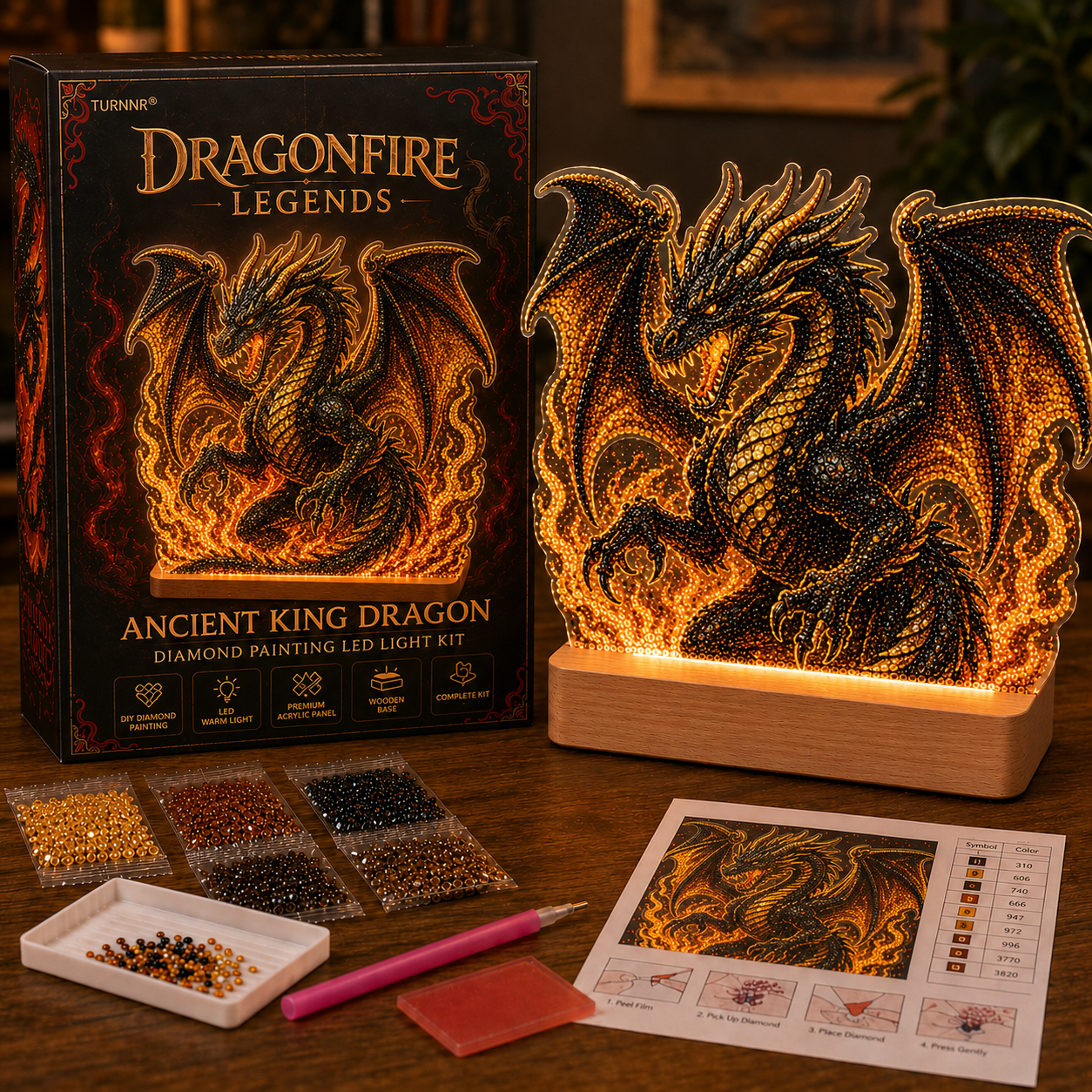 💎 Diamond Painting LED Light Kit | DIY Glowing Table Decor