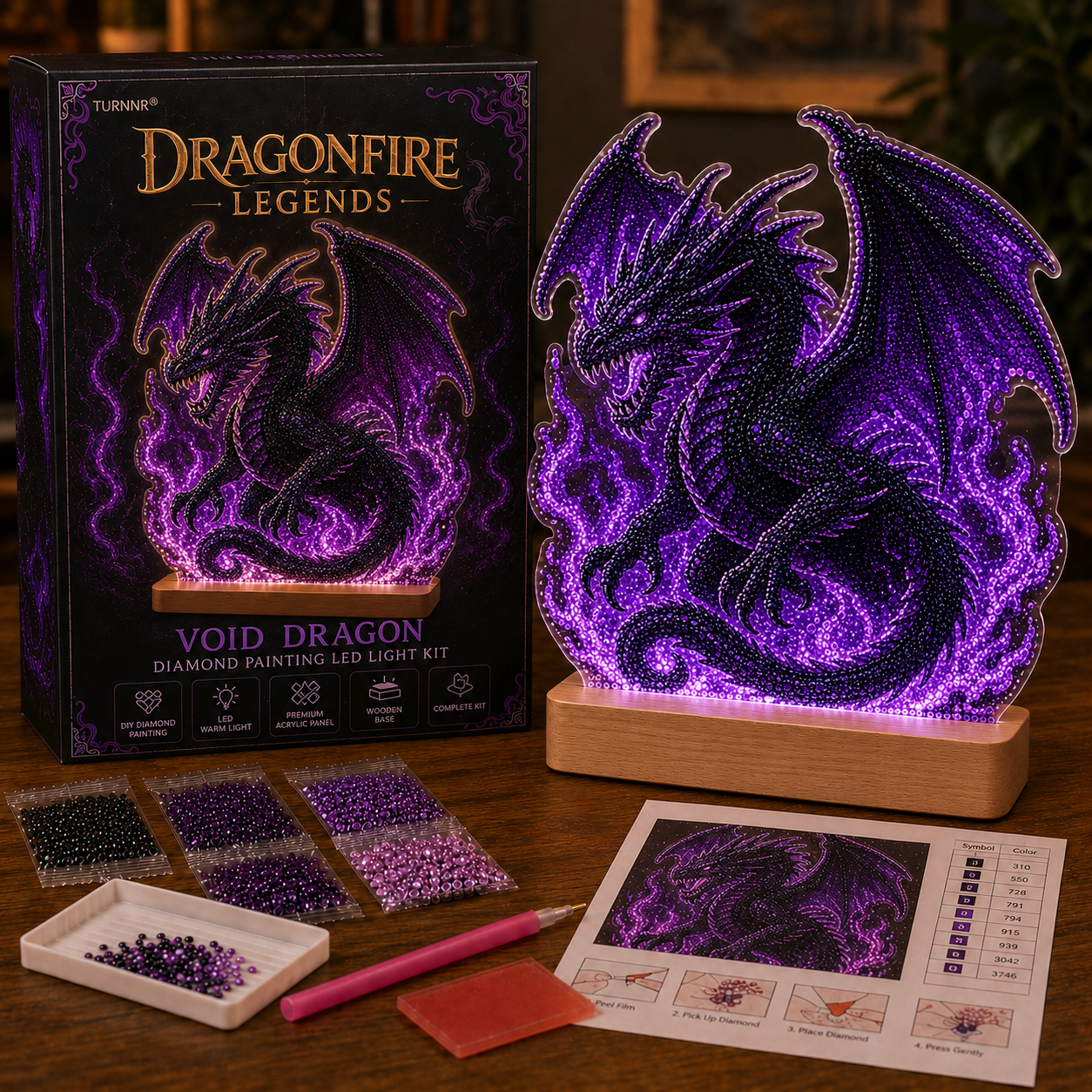💎 Diamond Painting LED Light Kit | DIY Glowing Table Decor