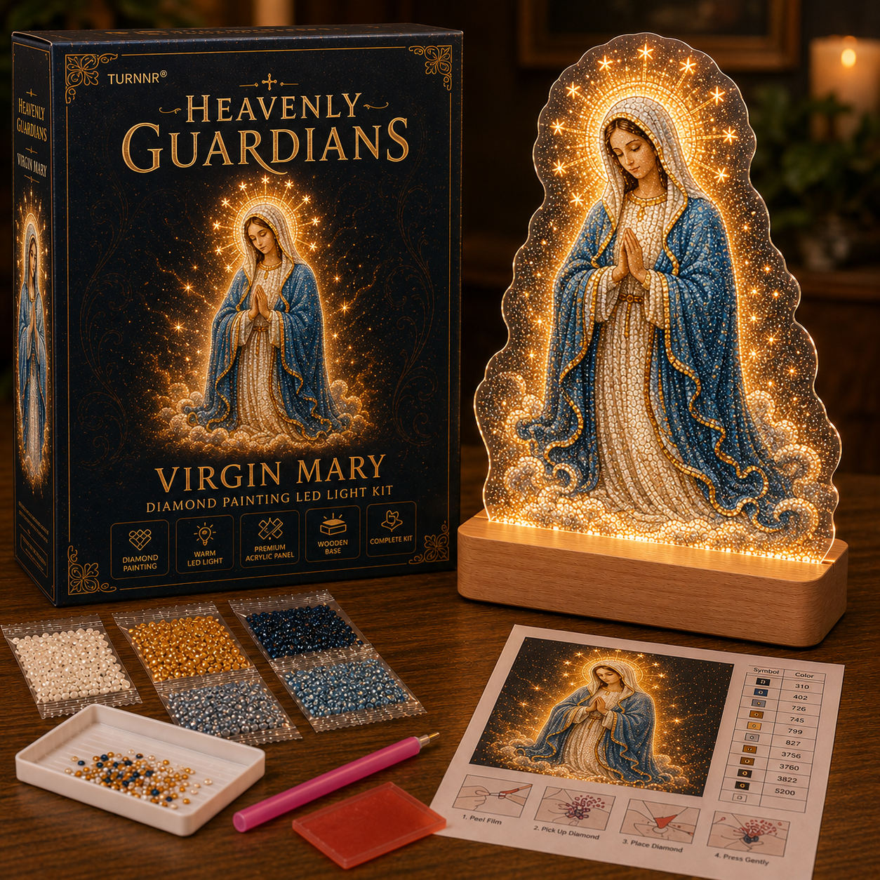 💎 Diamond Painting LED Light Kit | DIY Glowing Table Decor