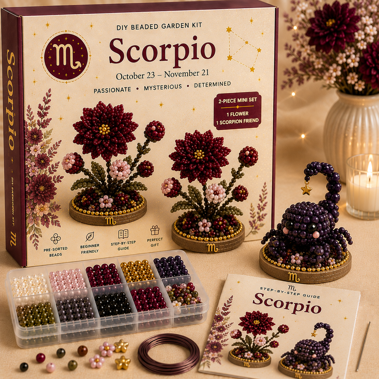 ✨ 12 Zodiac Signs DIY Beaded Garden Kit | Build Your Sign, Grow Your Magic