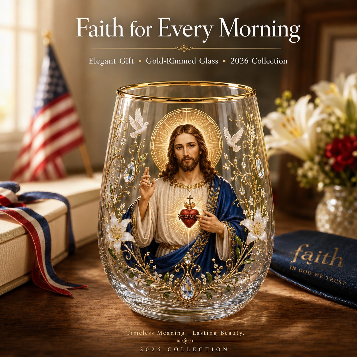 2026 Limited Edition "Morning Prayer" Glass Tea Cup – Faith & Serenity Collection