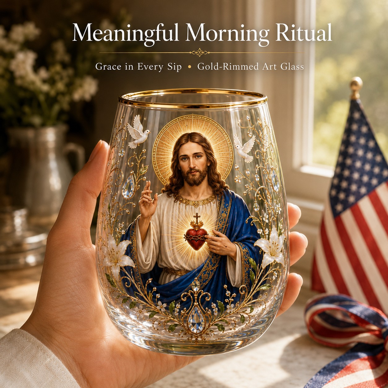 2026 Limited Edition "Morning Prayer" Glass Tea Cup – Faith & Serenity Collection