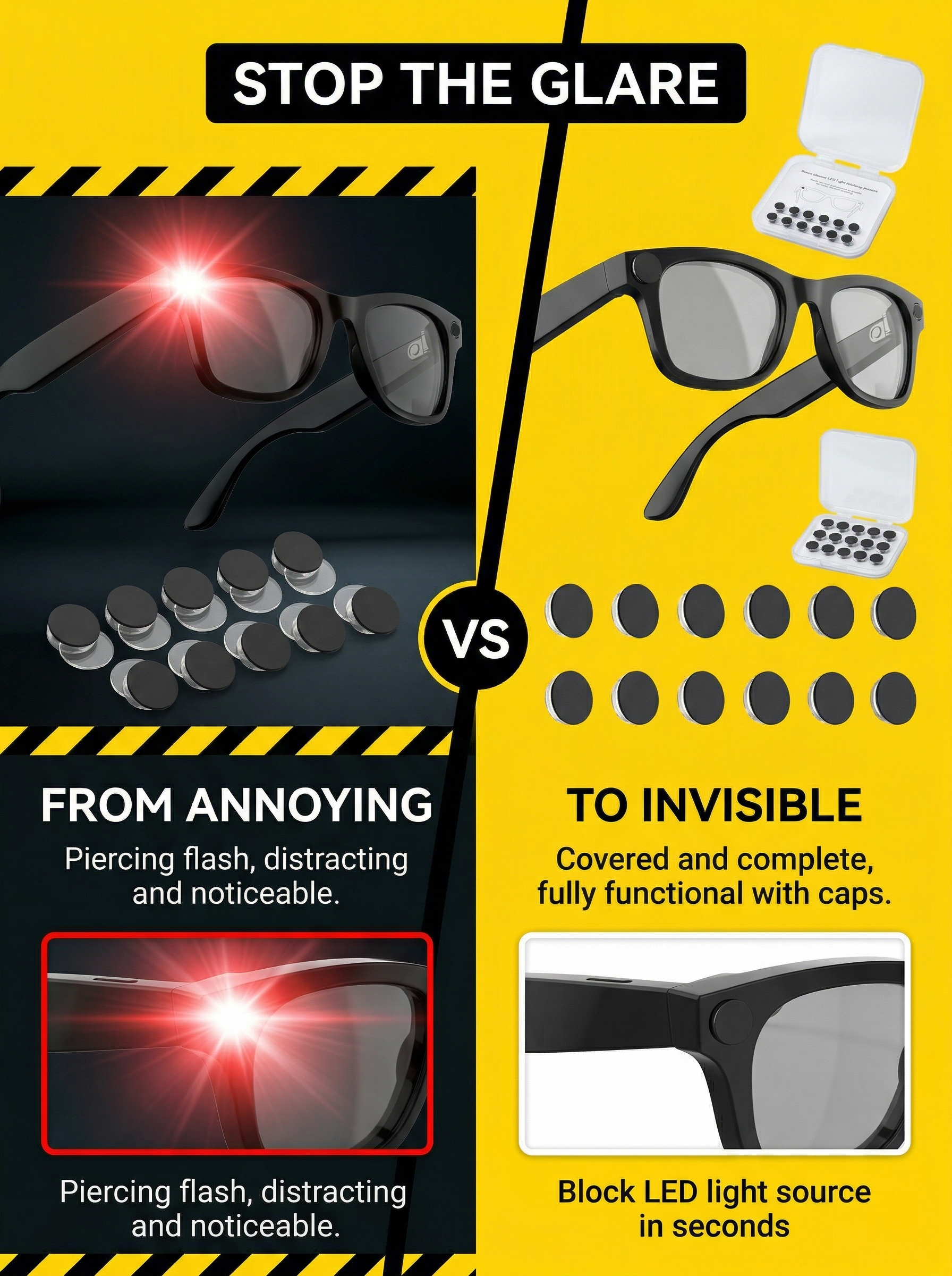 🔥LAST DAY 49% OFF-LED Light Blocking Stickers for Smart Glasses – Discreet Privacy Cover