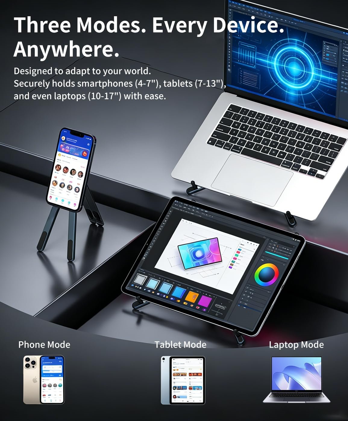 3-in-1 Magnetic Foldable Stand 🧡 For Laptop, Tablet & Phone