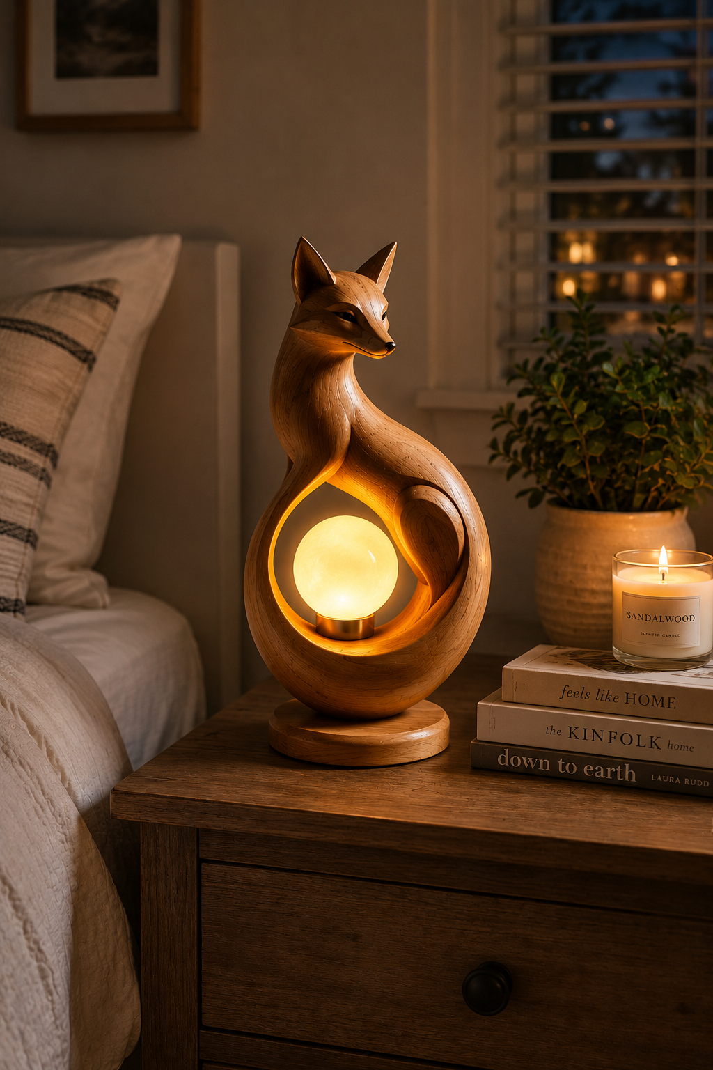 🦊 Fox Holding The Moon Night Light 🌙 Cozy Bedside Lamp