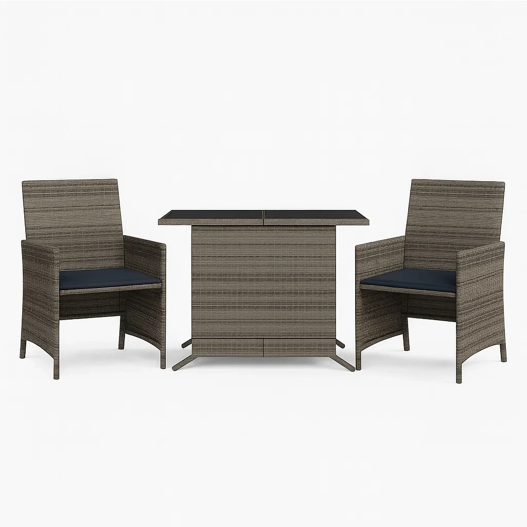 Ensemble table et chaises de terrasse en résine tressée avec table pliante en verre-Sofineto