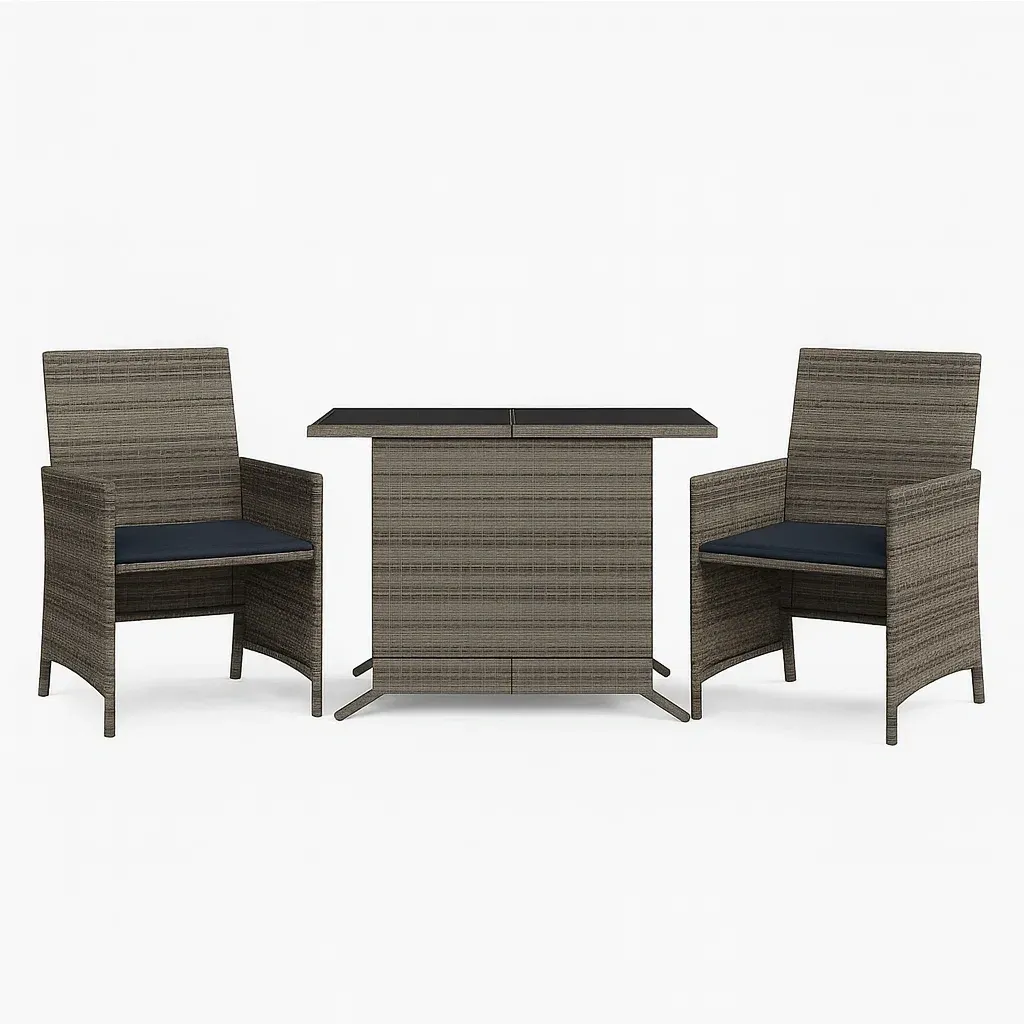 Ensemble table et chaises de terrasse en résine tressée avec table pliante en verre-Sofineto