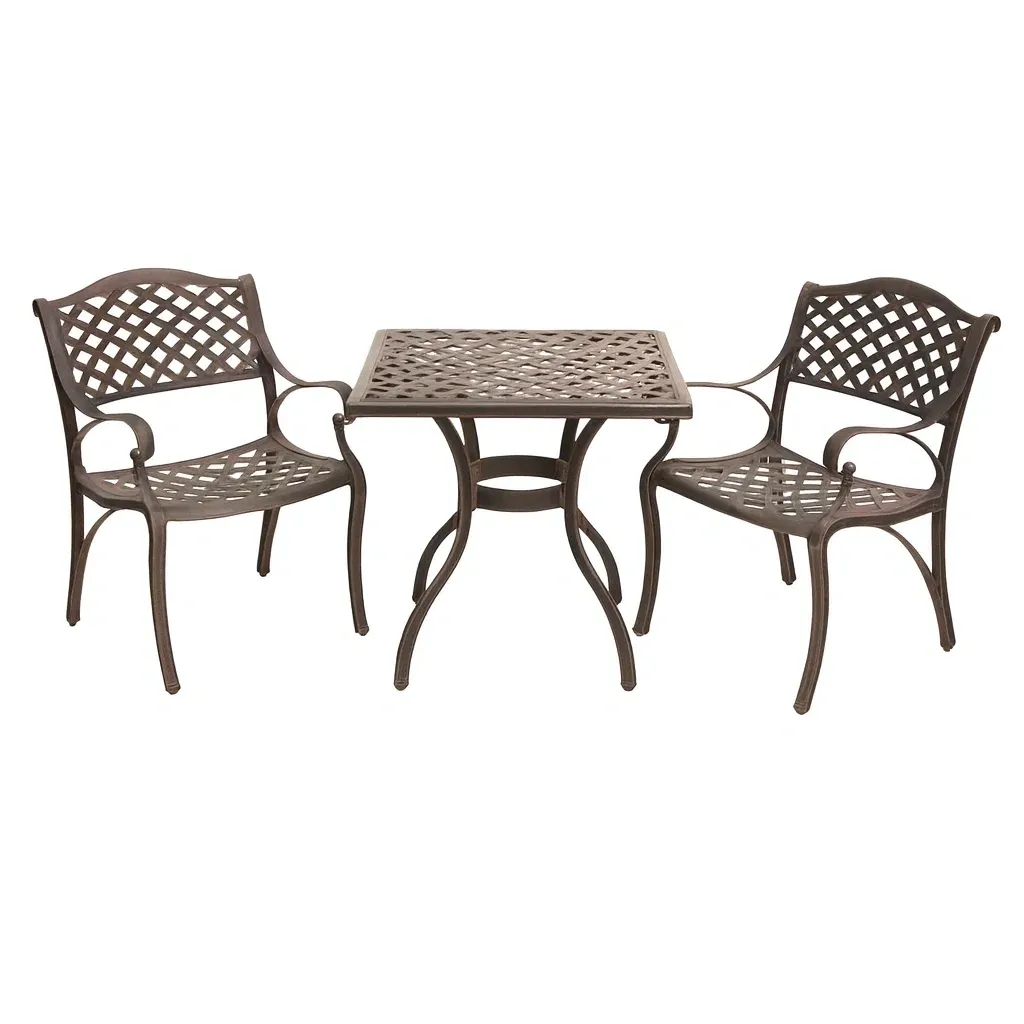 Ensemble table et chaises de terrasse en aluminium marron-Sofineto