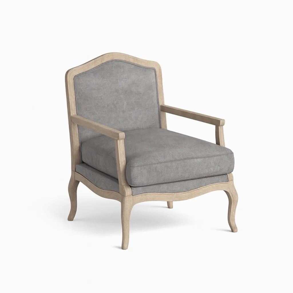 Fauteuil en bois et tissu gris-Sofineto