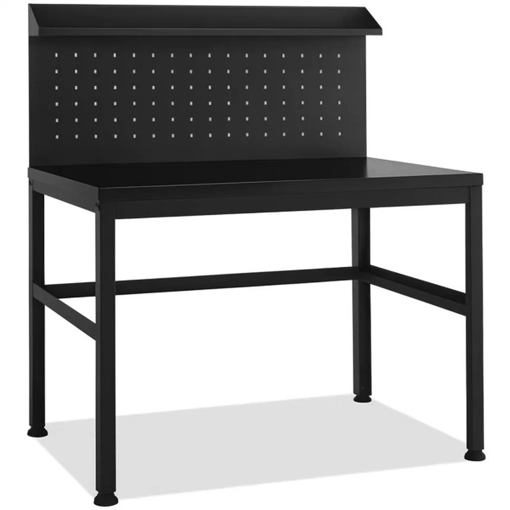 Établi en acier avec panneau perforé 115x55x140 cm Noir-Sofineto