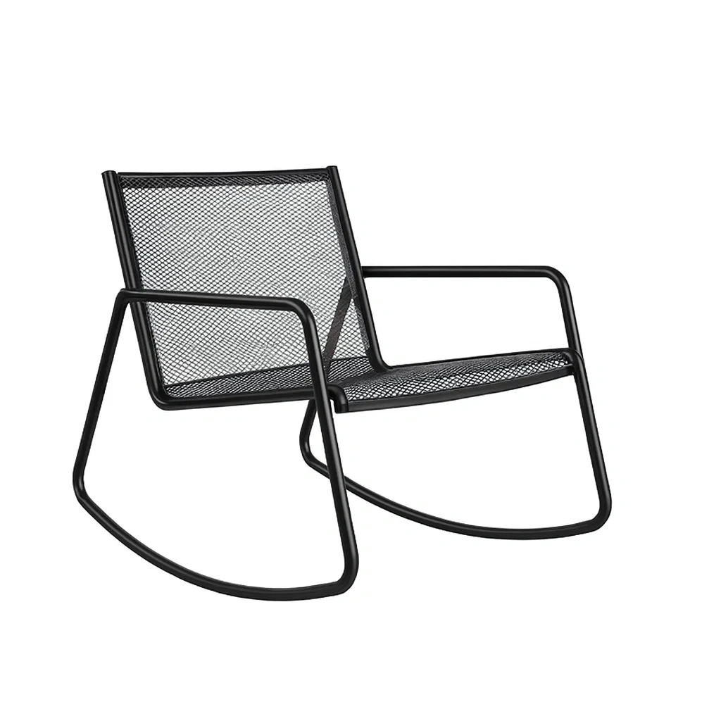 Fauteuil à bascule en métal noir 60x80x70 cm-Sofineto