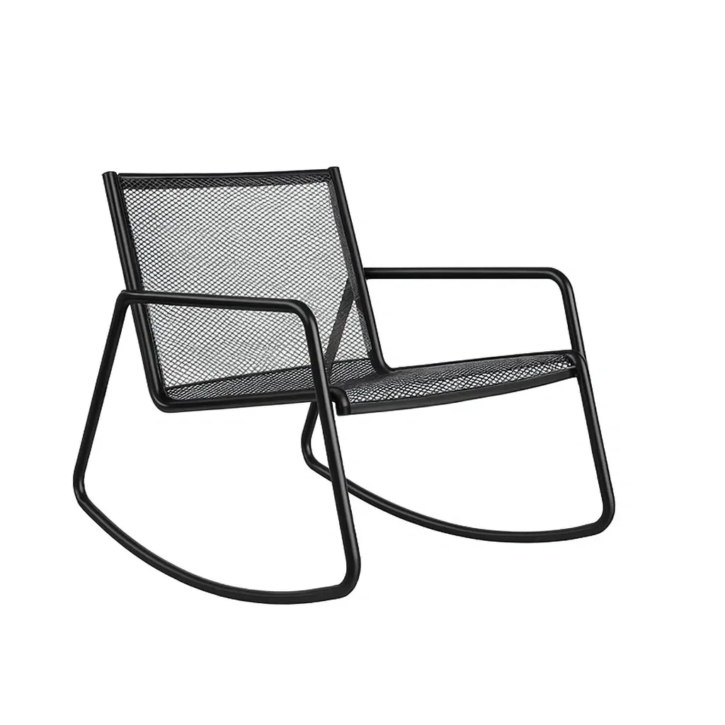 Fauteuil à bascule en métal noir 60x80x70 cm-Sofineto