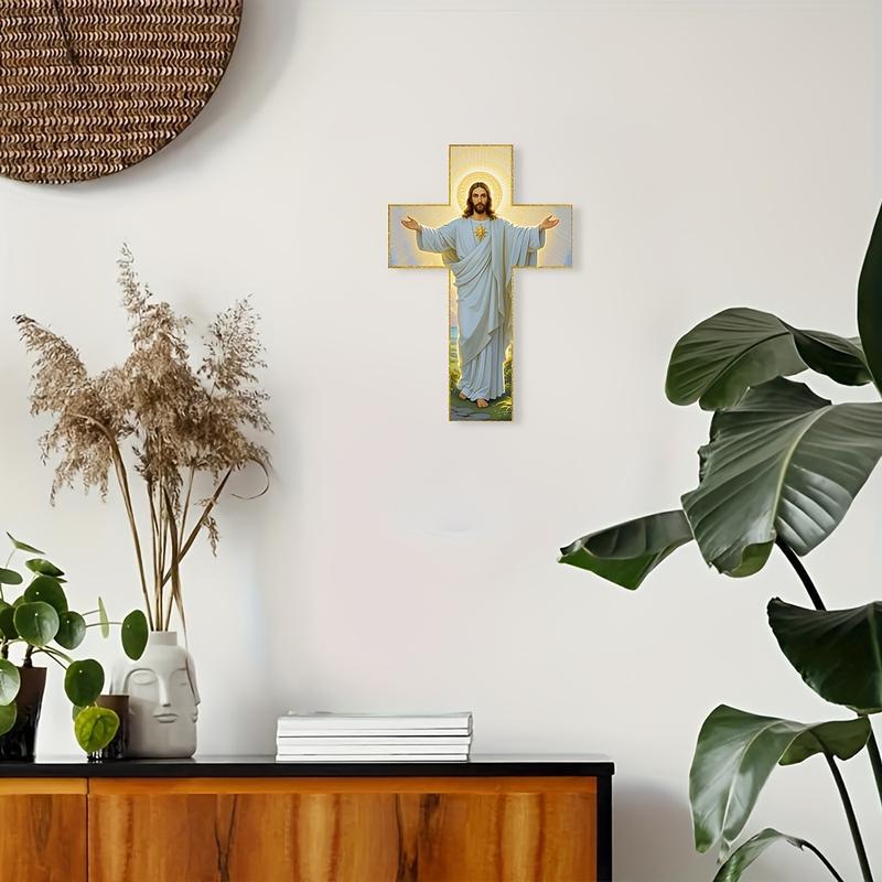 Stary drewniany krzyż ścienny z wizerunkiem Jezusa Chrystusa ✝️🙏