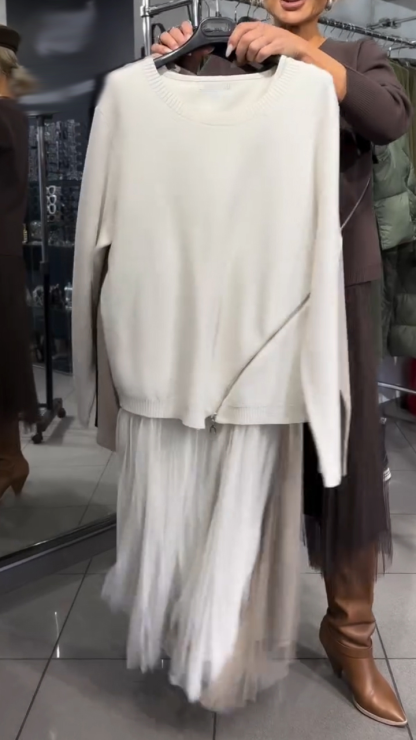 Sukienka damska z bocznym zamkiem błyskawicznym i łatkami