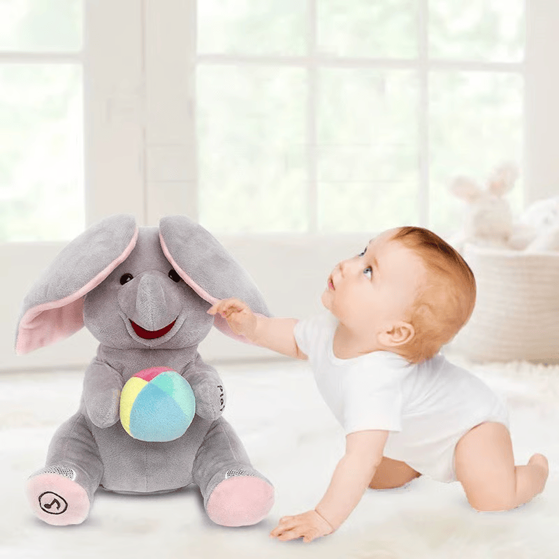 🎅Ostatni dzień – 49% TANIEJ — Urocza pluszowa słonica bawiąca się w chowanego z muzyką