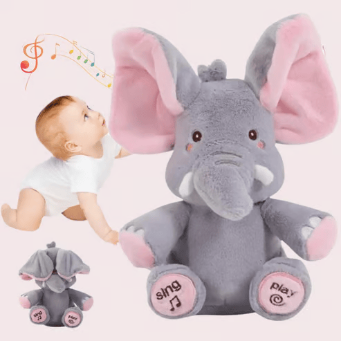 🎅Ostatni dzień – 49% TANIEJ — Urocza pluszowa słonica bawiąca się w chowanego z muzyką