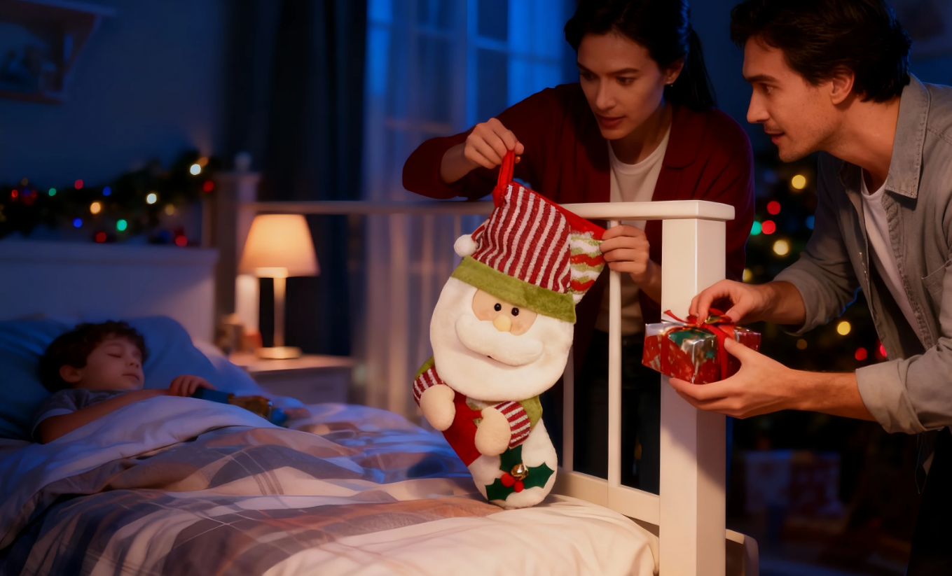 Urocza duża skarpeta bożonarodzeniowa – idealna na prezenty! 🎁