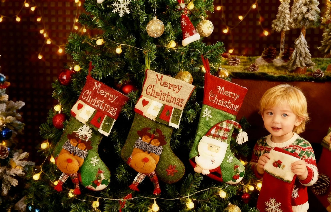 Urocza duża skarpeta bożonarodzeniowa – idealna na prezenty! 🎁