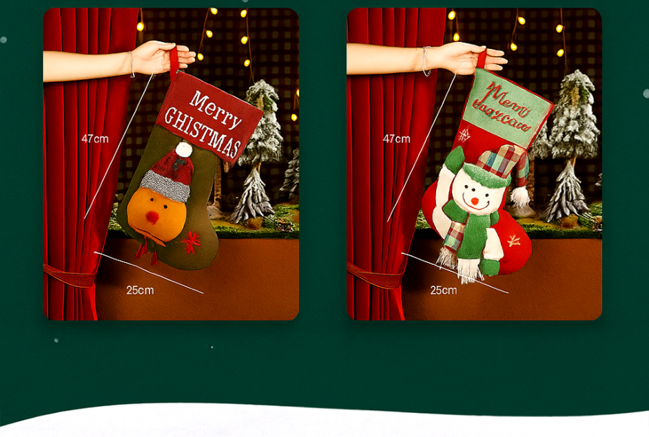 Urocza duża skarpeta bożonarodzeniowa – idealna na prezenty! 🎁