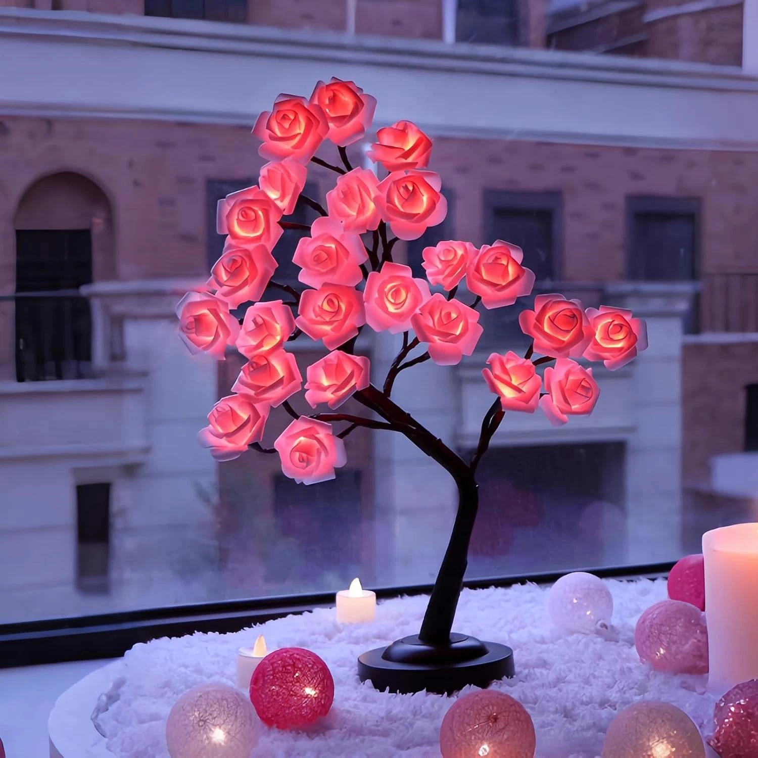 🌹 Романтична декоративна лампа с рози ✨Топла светлина за специални моменти 