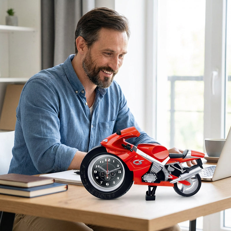 🏍️Моделен мотоциклетен будилник – стилно събуждане със състезателен дух