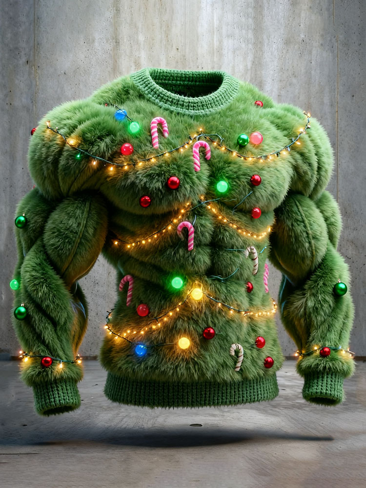 Męski brzydki sweter z motywem choinki Cosplay