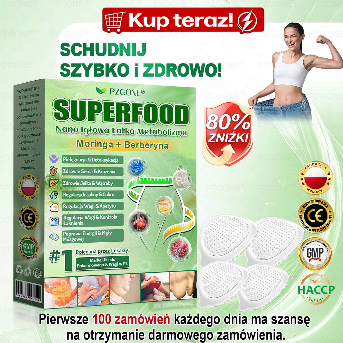 🌱 💞Oficjalny Sklep | 👩‍⚕️🎁 𝐏𝐙𝐆𝐎𝐍𝐄® Superfood 𝑵𝒂𝒏𝒐 Mikronakłuwana Plaster 🇵🇱(Tylko raz dziennie, widoczne zmiany już w 7 dni)✅ Na otyłość, 🅛🅞🅞🅢🅔 🅢🅚🅘🅝 wiotką skórę, cukrzycę, bezdech senny, problemy ze stawami i wiele więcej