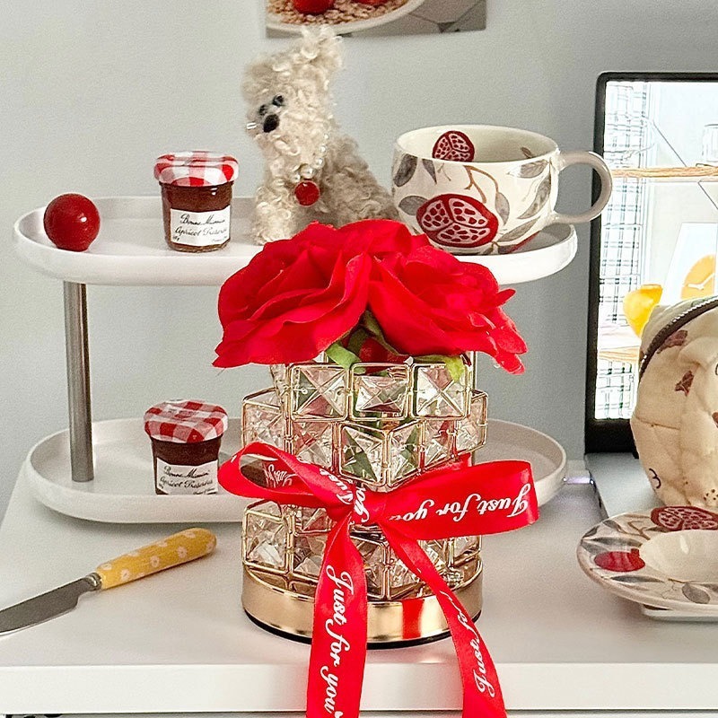 New Rubik'S Cube Led Rose Night Light Decorative Table Lamp Atmosphere Light Valentine'S Day Birthday Gift Bouquet Ornament