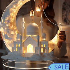 🌙 Islamic style 🕌 Crescent moon and lantern desktop ornaments